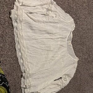 White Lace Trim Blouse